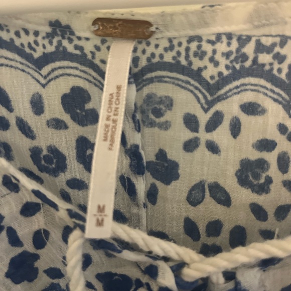 Free People blue and white pattern top - Picture 3 of 3